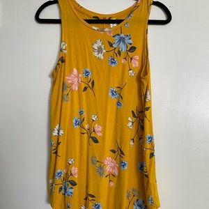 TWO floral Old Navy luxe swing tanks with back seam